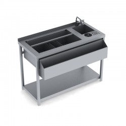 Bar Station με γούρνα και rinser 100x60x86